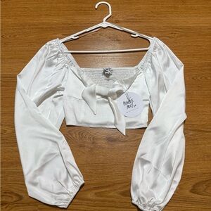 Princess Polly White Satin Crop Top